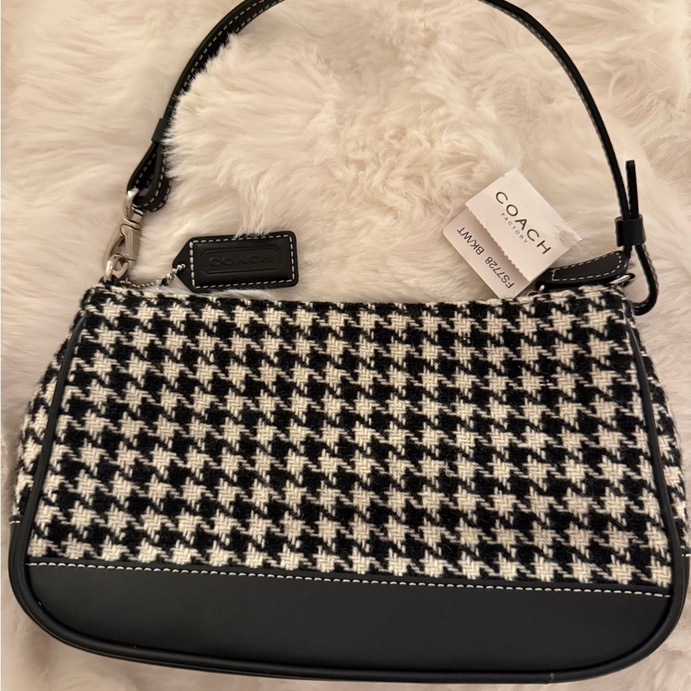 Coach Black and White Houndstooth Purse Women's